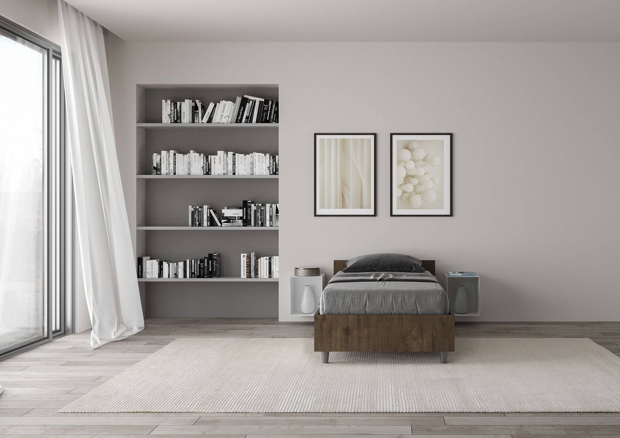 Letto singolo senza rete, con rete e contenitore 80x200 Nuamo
