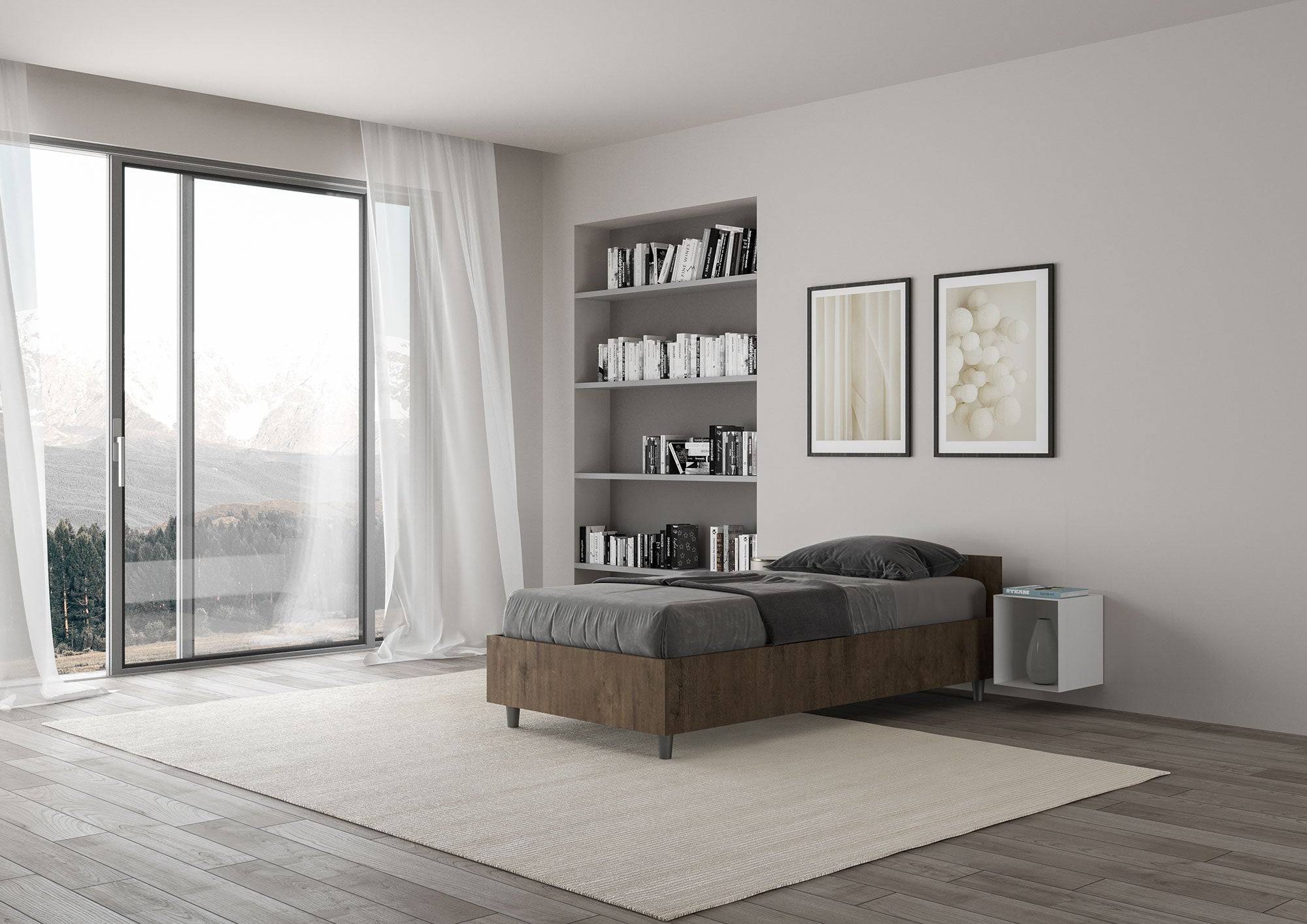Letto Singolo 80x190 Nuamo con Rete Contenitore e Design Essenziale