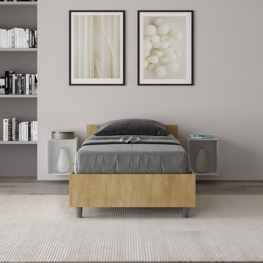 Letto singolo senza rete, con rete e contenitore 80x200 Nuamo