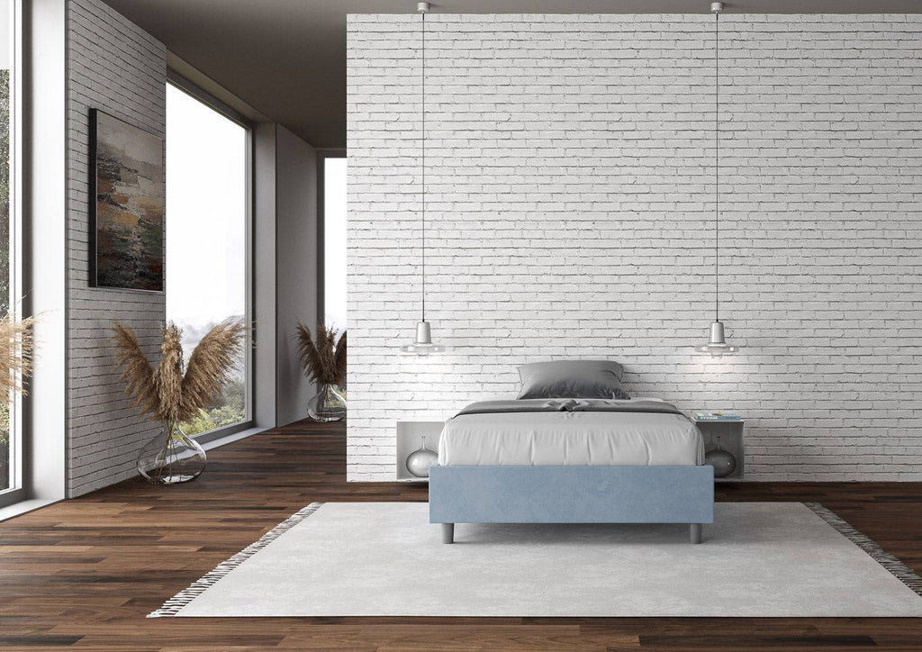 Letto singolo contenitore imbottito 100x210 microfibra Azelia