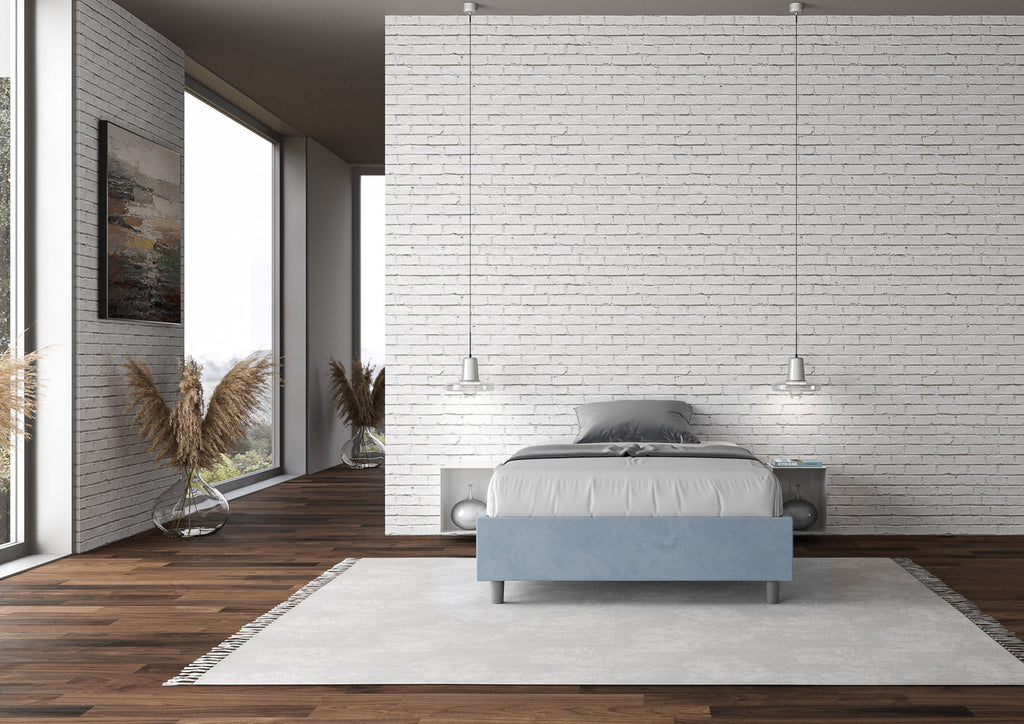Letto singolo contenitore imbottito 100x190 microfibra Azelia
