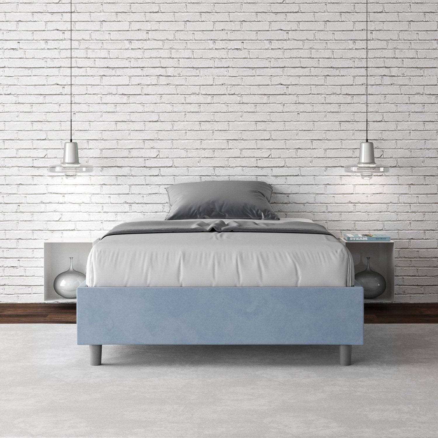 Letto singolo contenitore imbottito 100x210 microfibra Azelia