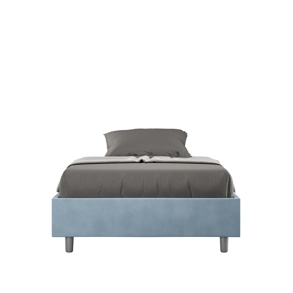Letto singolo contenitore imbottito 100x190 microfibra Azelia