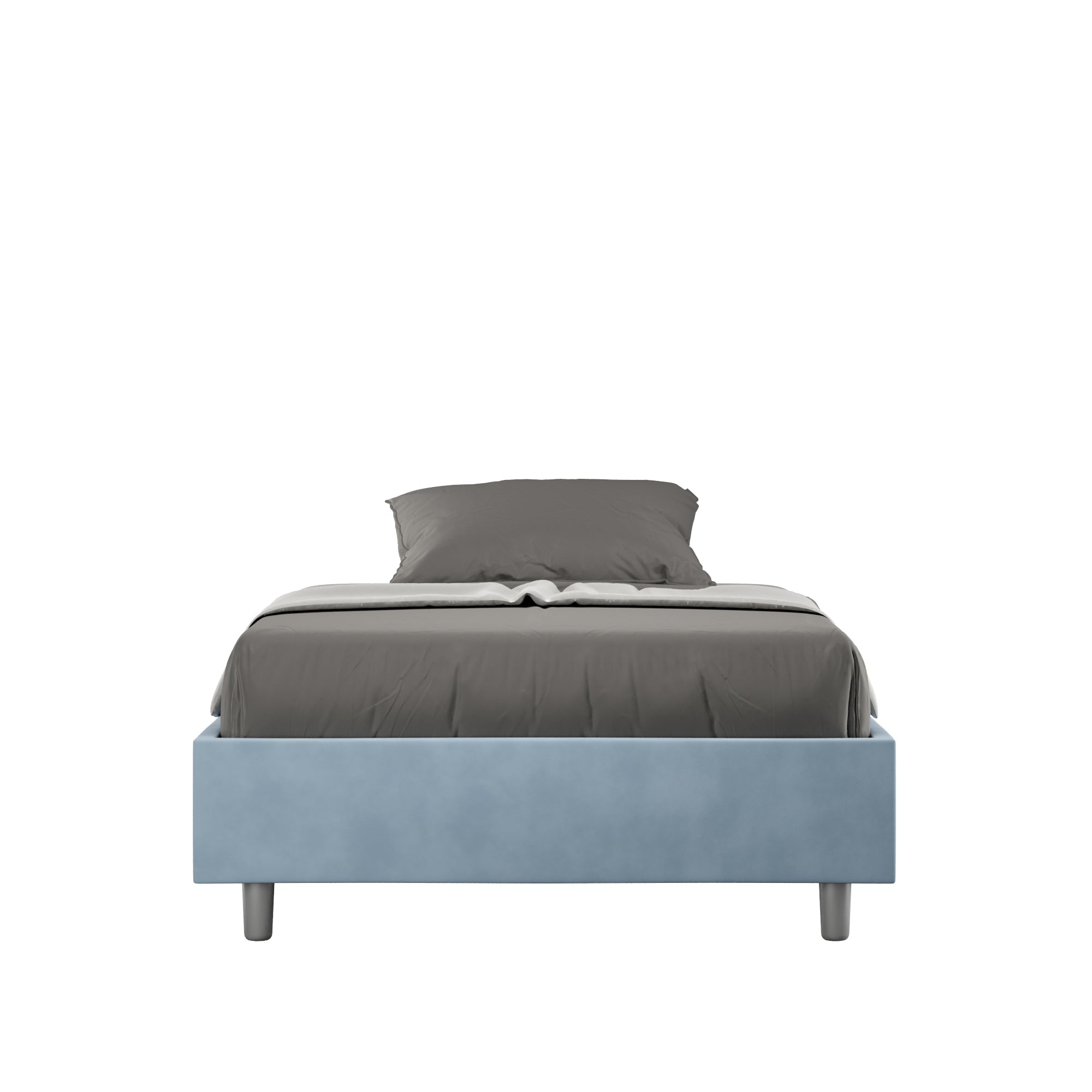 Letto singolo contenitore imbottito 100x190 microfibra Azelia