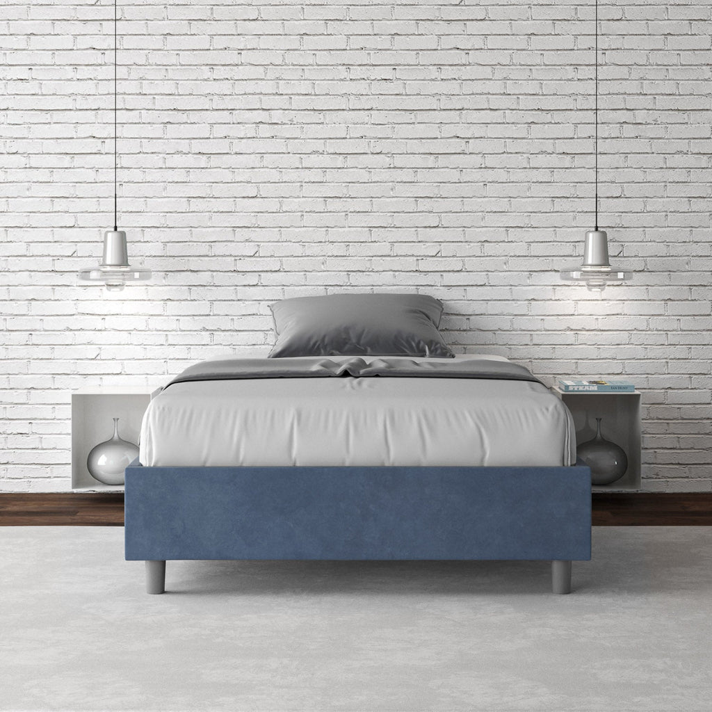 Letto singolo contenitore imbottito 100x190 microfibra Azelia
