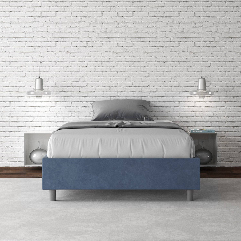 Letto singolo contenitore imbottito 100x210 microfibra Azelia