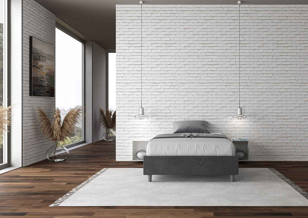 Letto singolo contenitore imbottito 100x190 microfibra Azelia