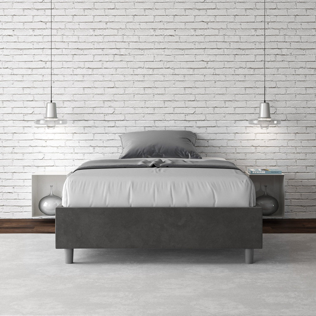 Letto singolo contenitore imbottito 100x190 microfibra Azelia
