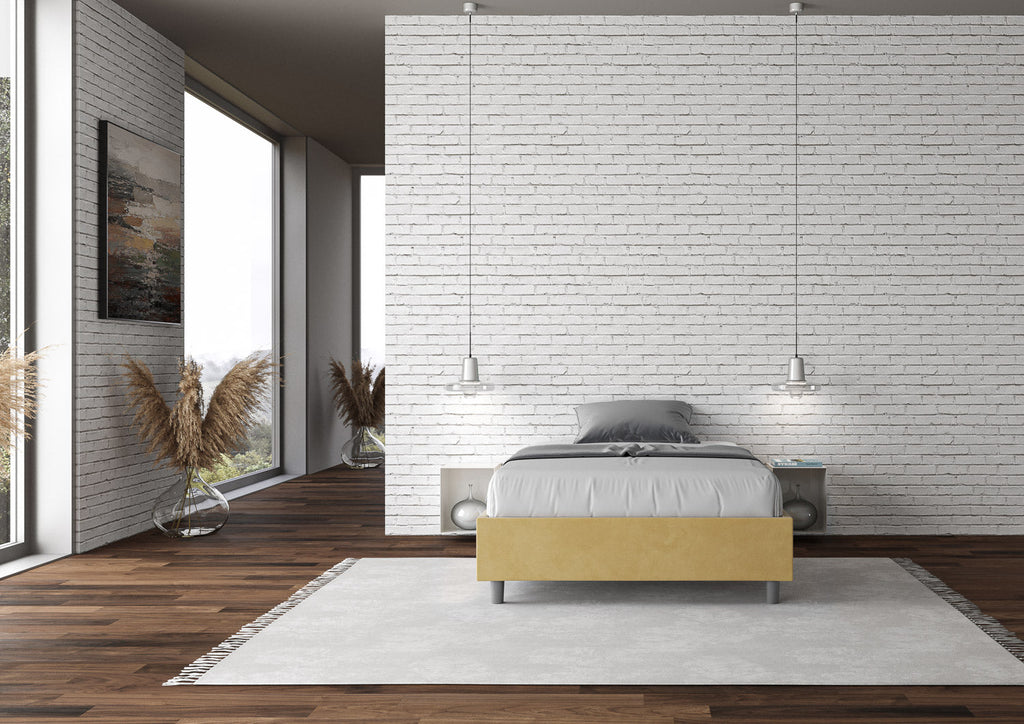 Letto singolo contenitore imbottito 100x190 microfibra Azelia