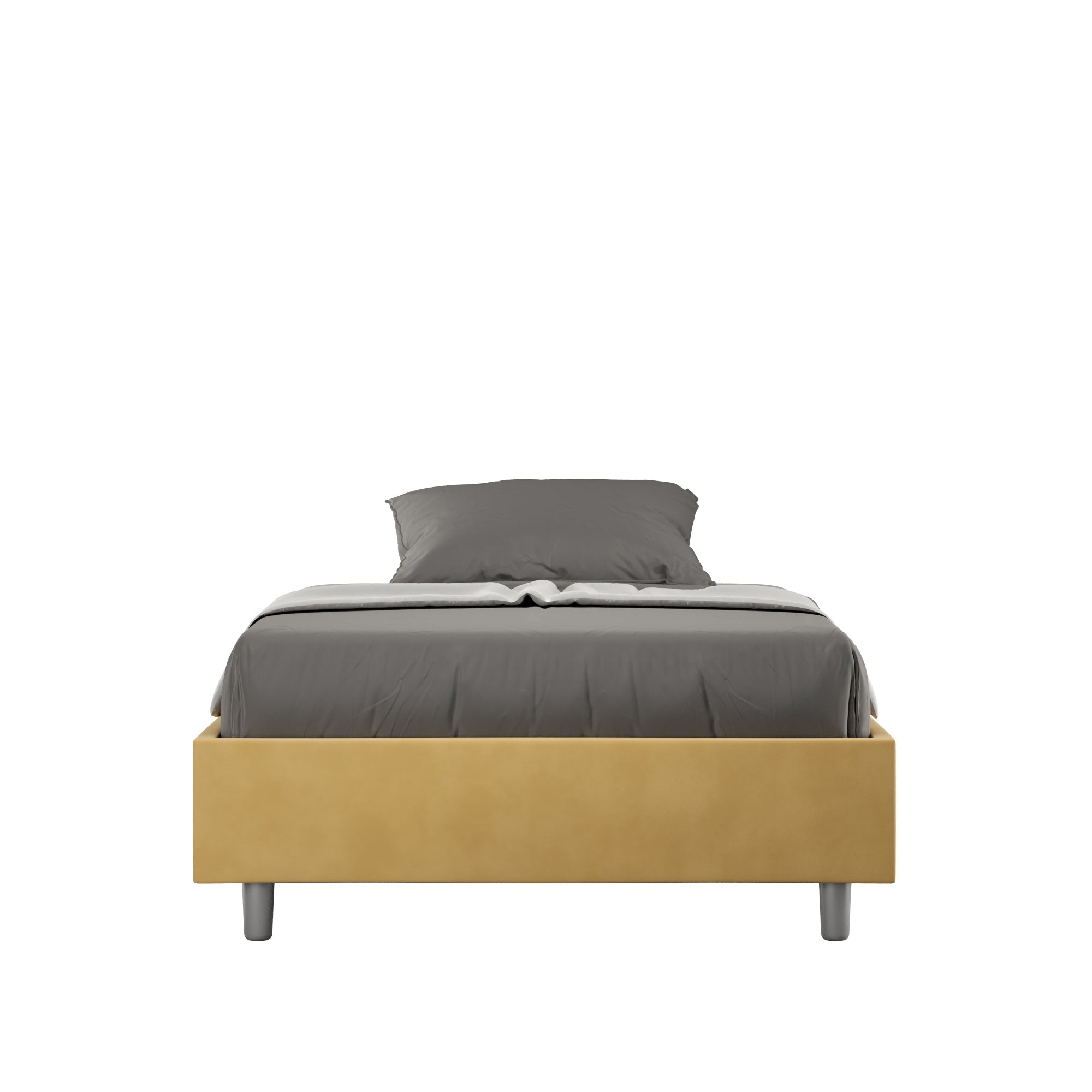 Letto singolo contenitore imbottito 100x210 microfibra Azelia
