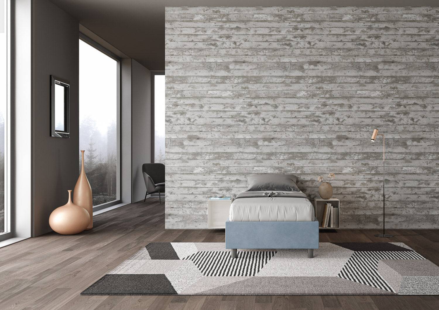 Letto singolo contenitore imbottito 90x200 microfibra Azelia