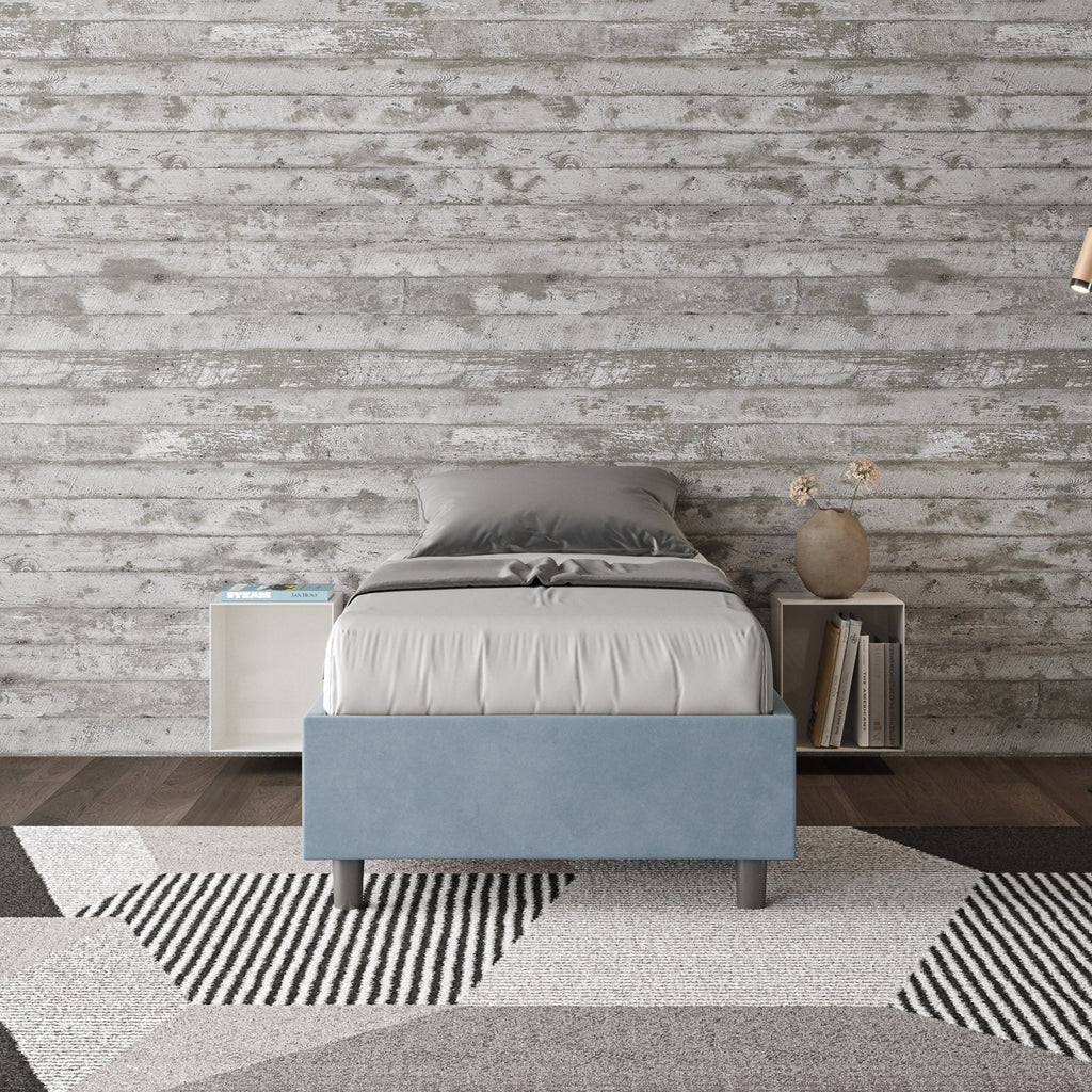 Letto singolo 80x200 imbottito senza testiera, con rete o contenitore
