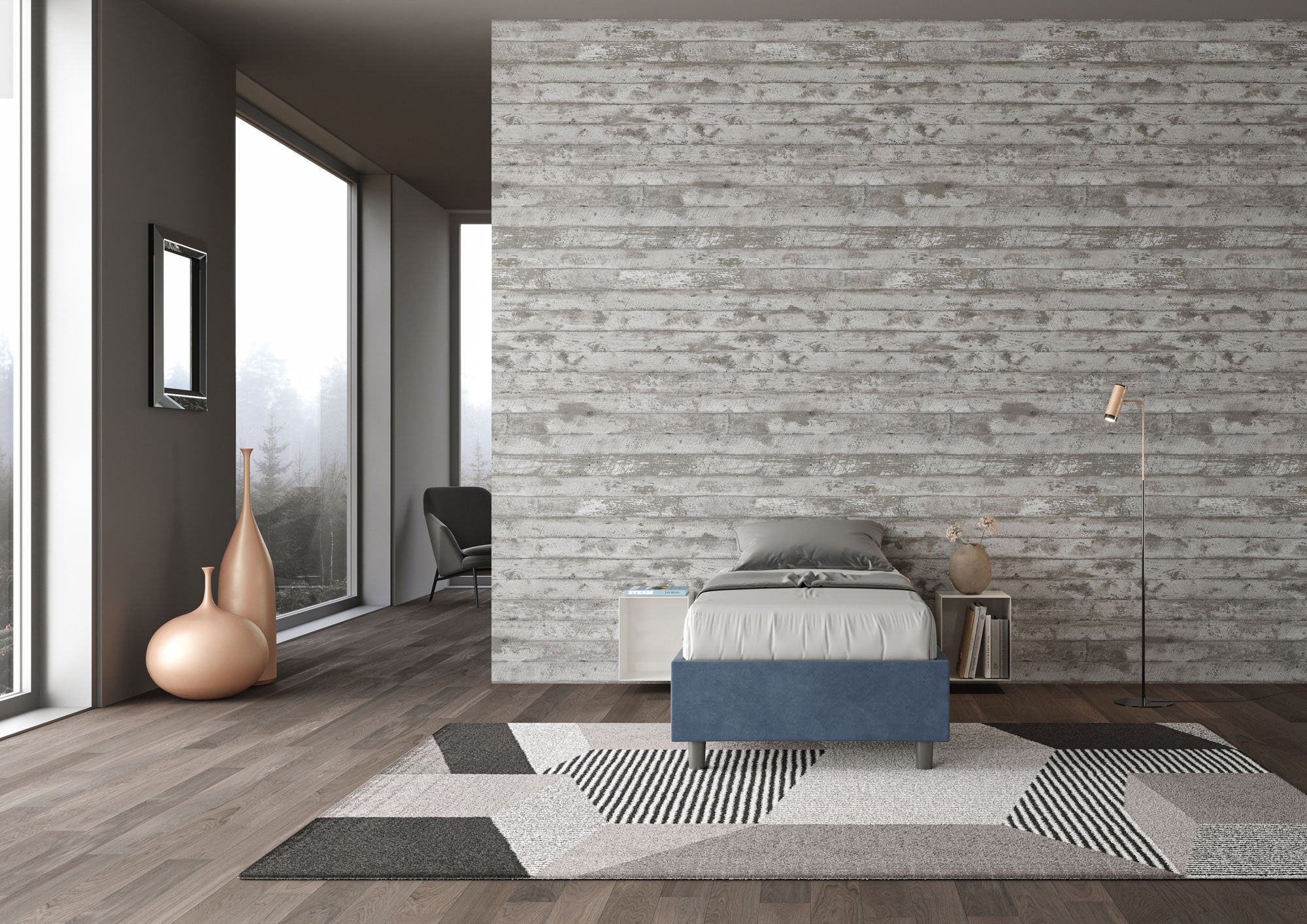 Letto singolo contenitore imbottito 90x210 microfibra Azelia