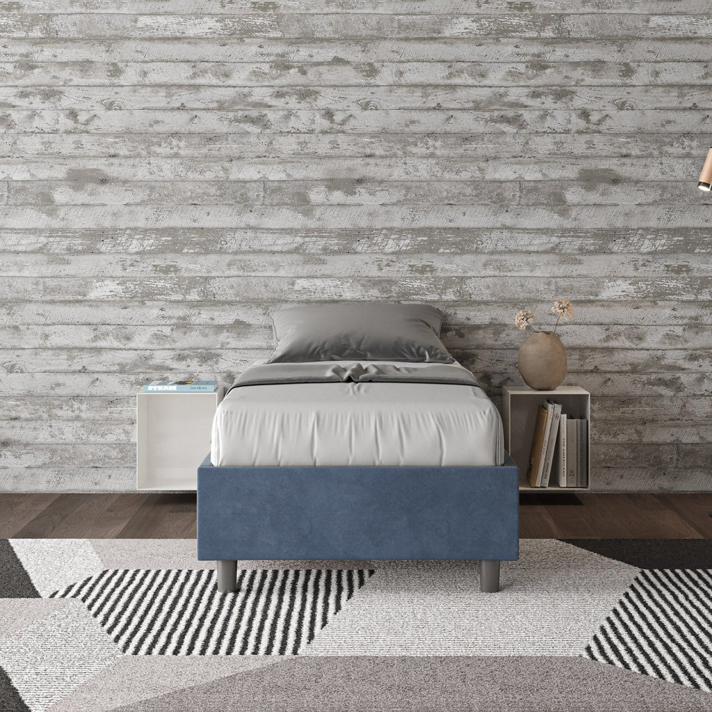 Letto singolo contenitore imbottito 90x210 microfibra Azelia