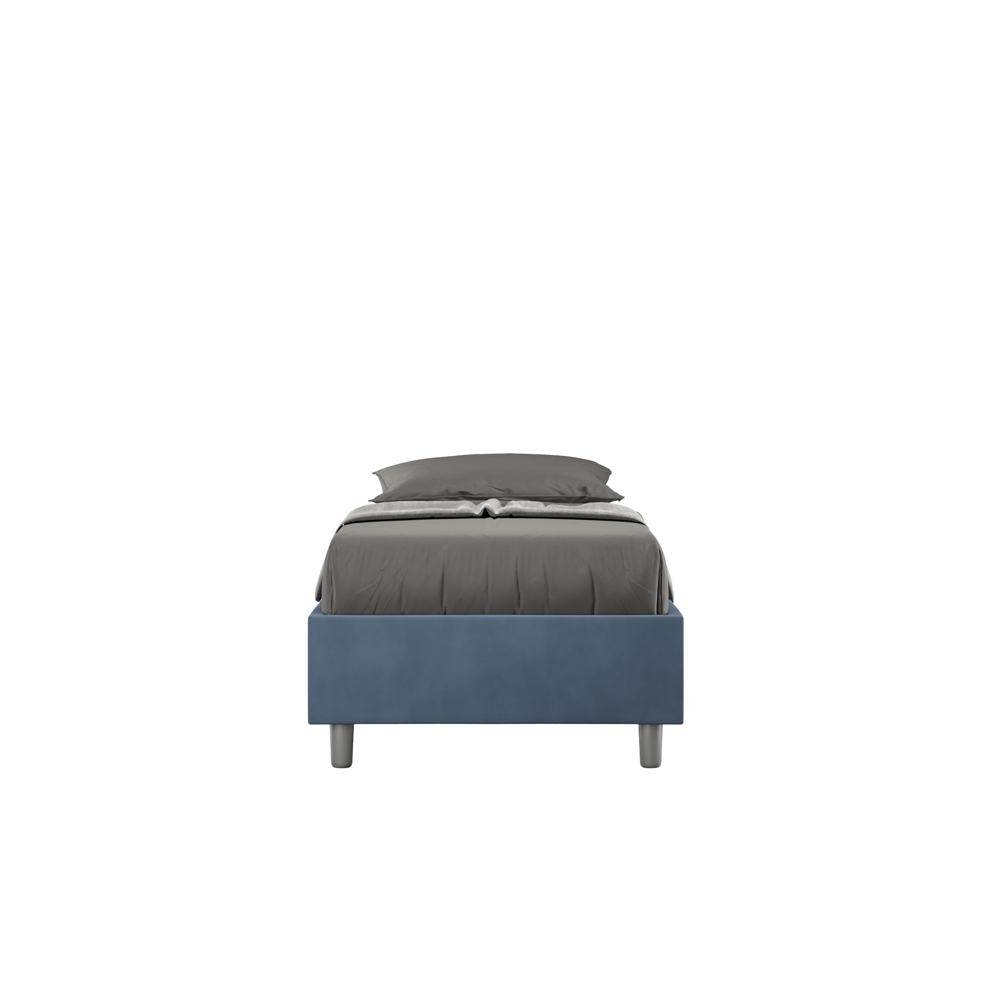 Letto singolo imbottito 90x190 microfibra Azelia con e senza rete e contenitore
