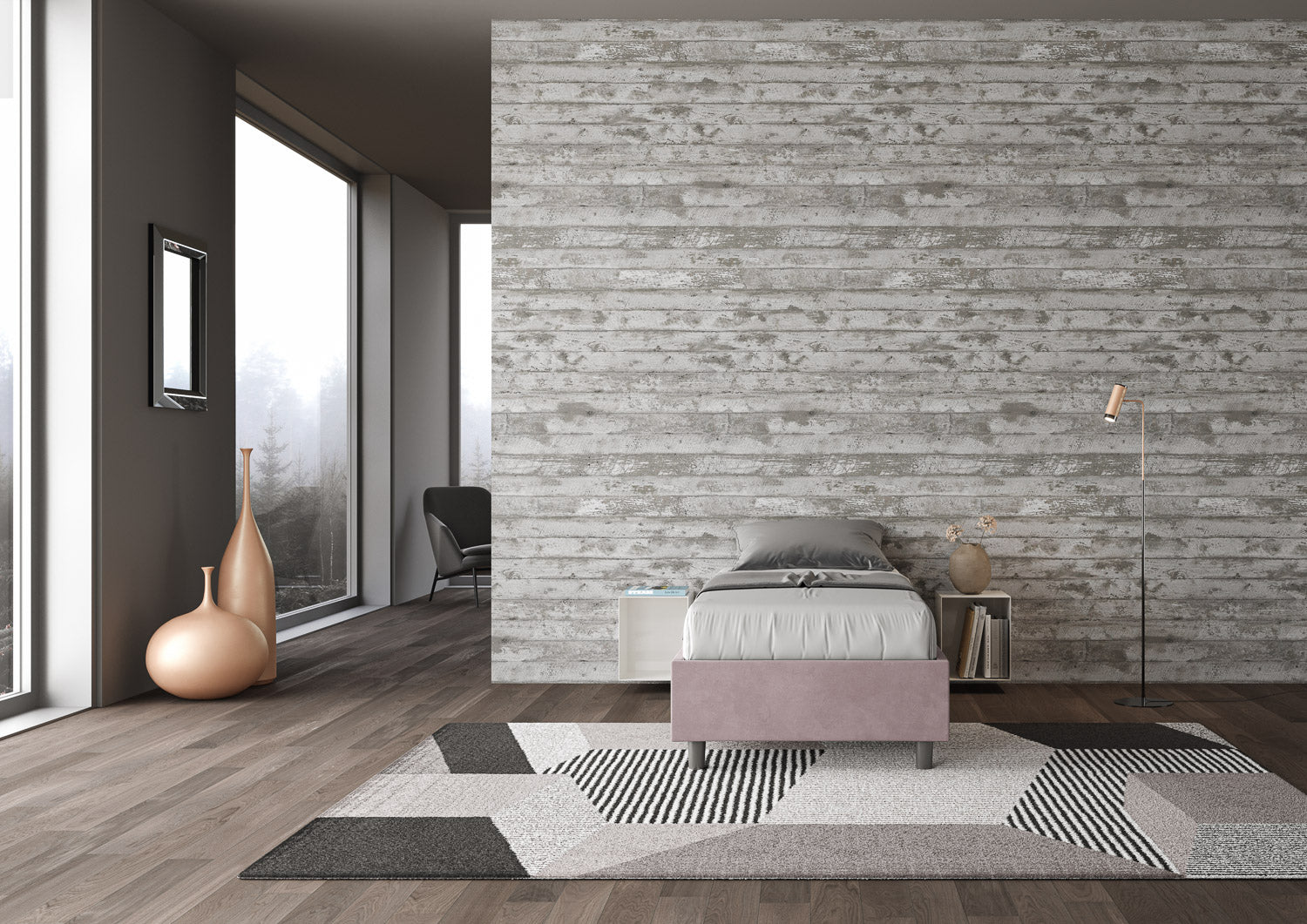 Letto singolo imbottito 90x190 microfibra Azelia con e senza rete e contenitore