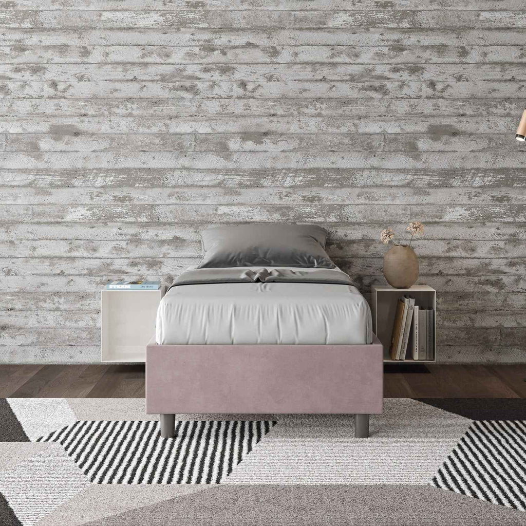 Letto singolo 80x200 imbottito senza testiera, con rete o contenitore