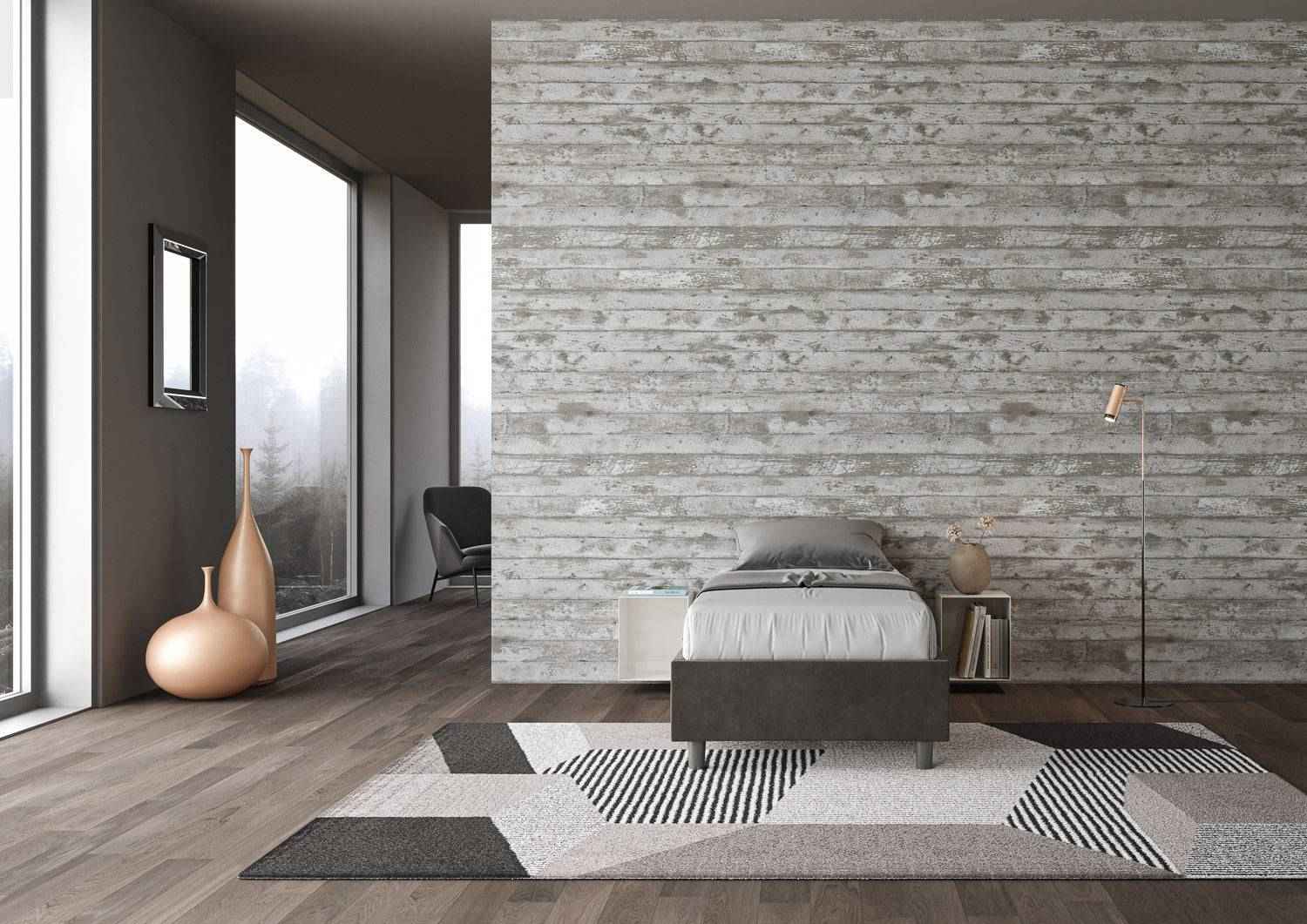 Letto singolo contenitore imbottito 90x200 microfibra Azelia