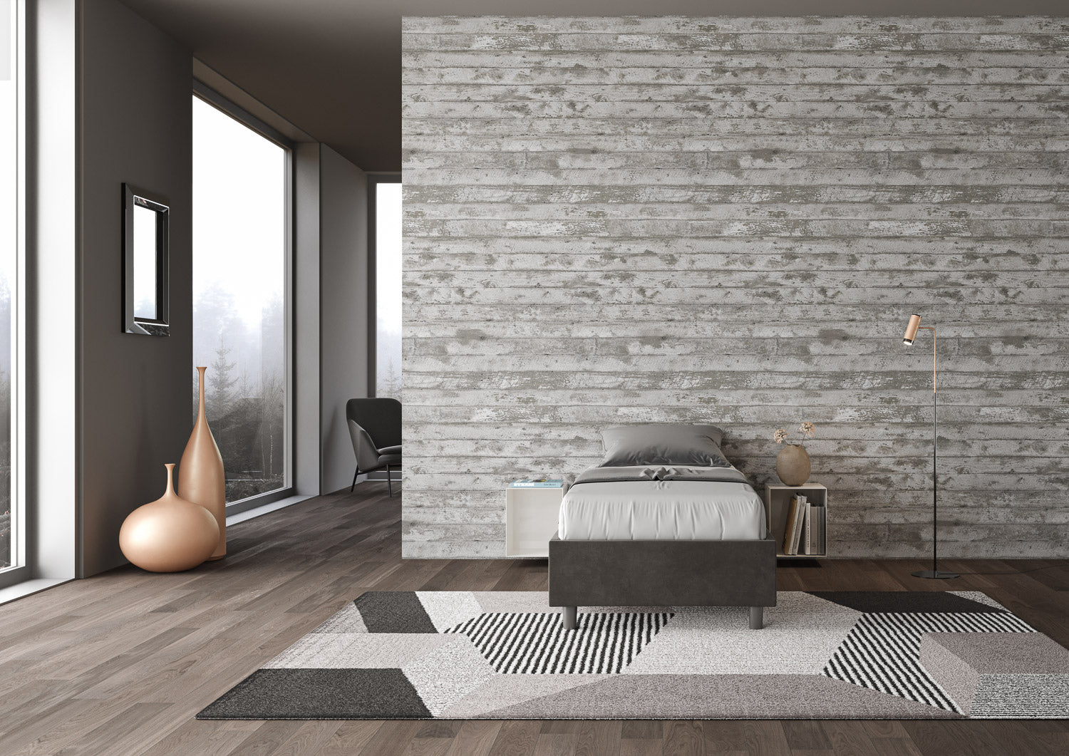 Letto singolo imbottito 90x190 microfibra Azelia con e senza rete e contenitore