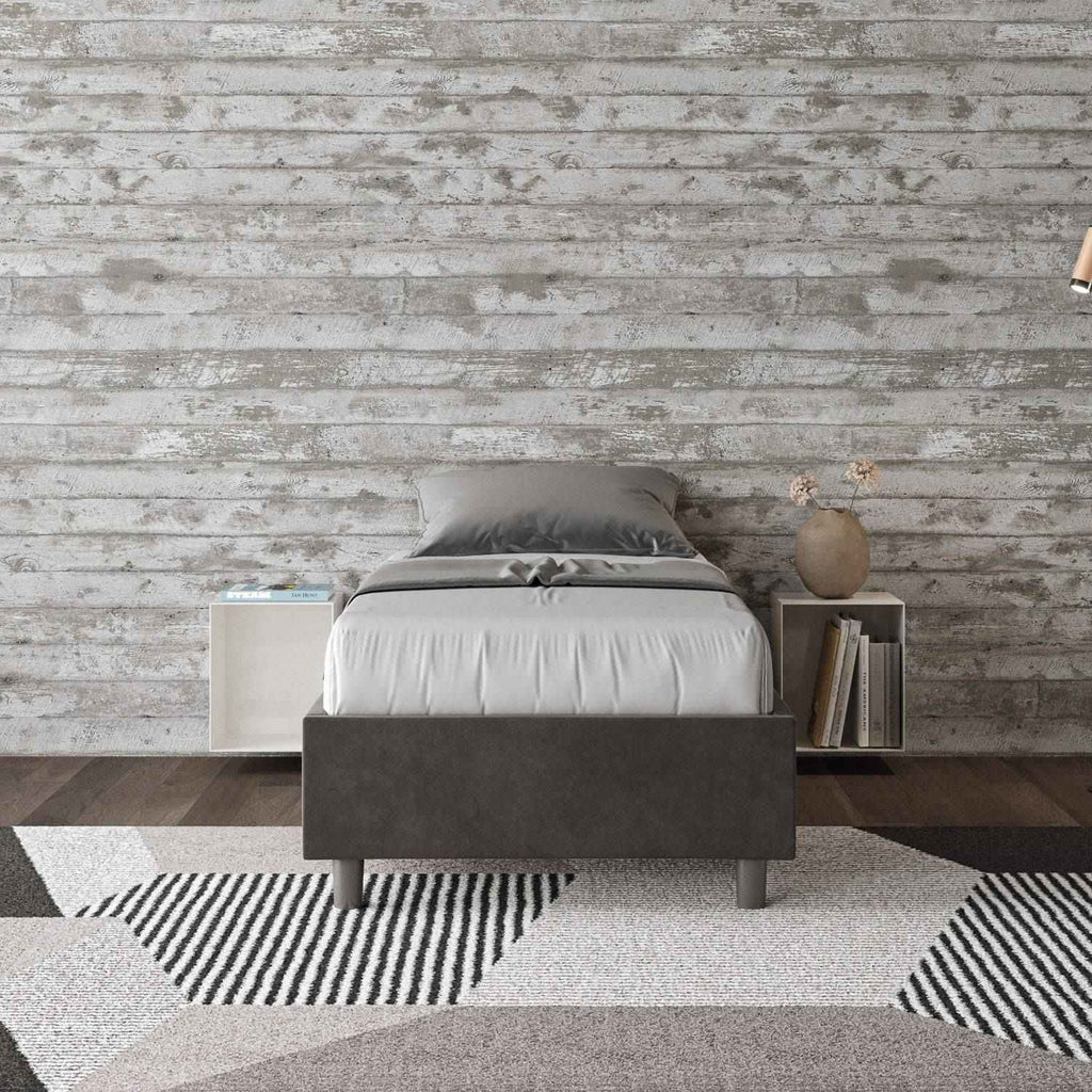 Letto singolo contenitore imbottito 90x200 microfibra Azelia