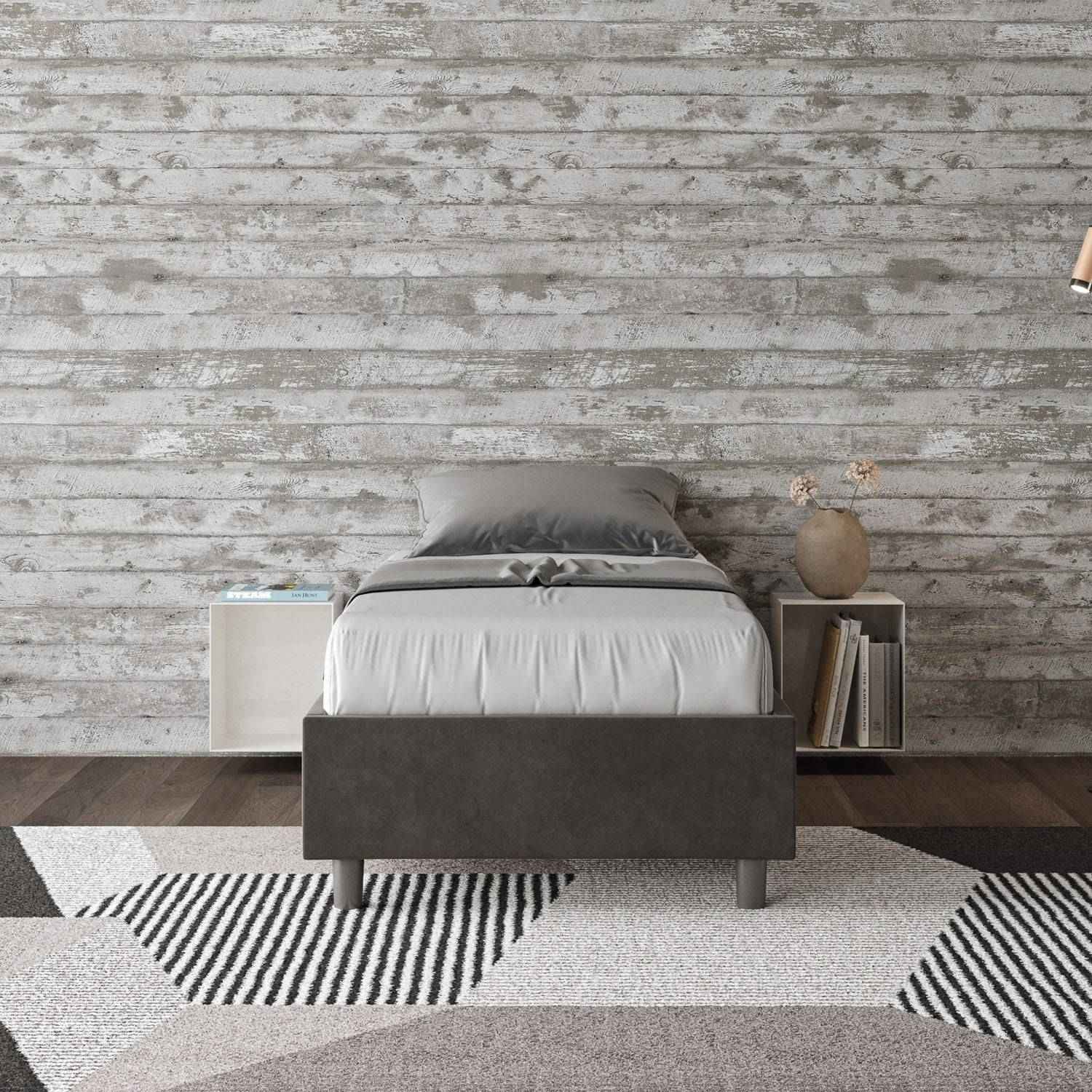 Letto singolo contenitore imbottito 90x200 microfibra Azelia