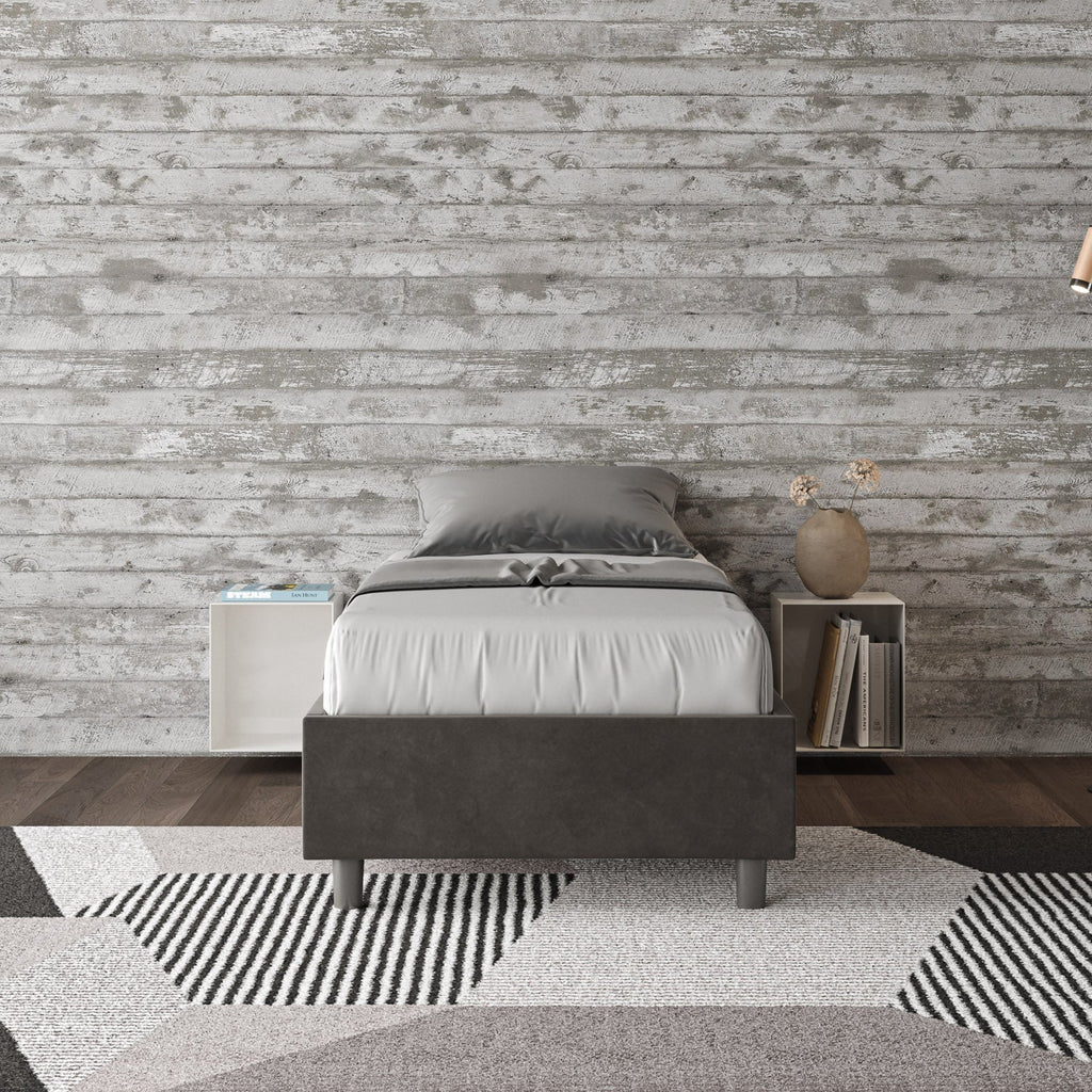 Letto singolo contenitore imbottito 90x210 microfibra Azelia