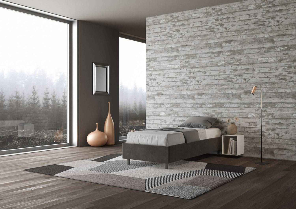 Letto singolo contenitore imbottito 90x200 microfibra Azelia