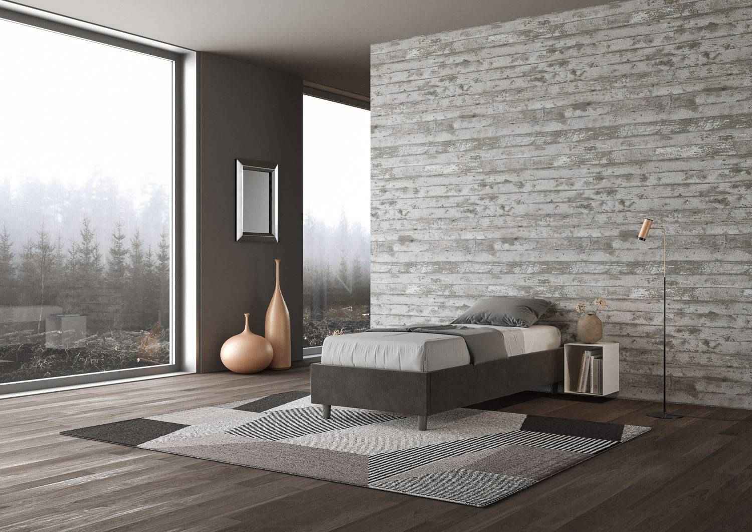 Letto singolo contenitore imbottito 90x200 microfibra Azelia
