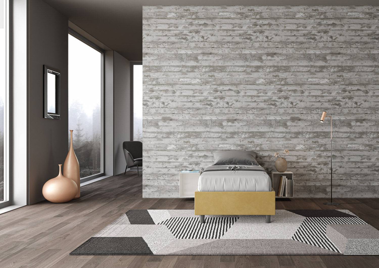 Letto singolo contenitore imbottito 90x200 microfibra Azelia