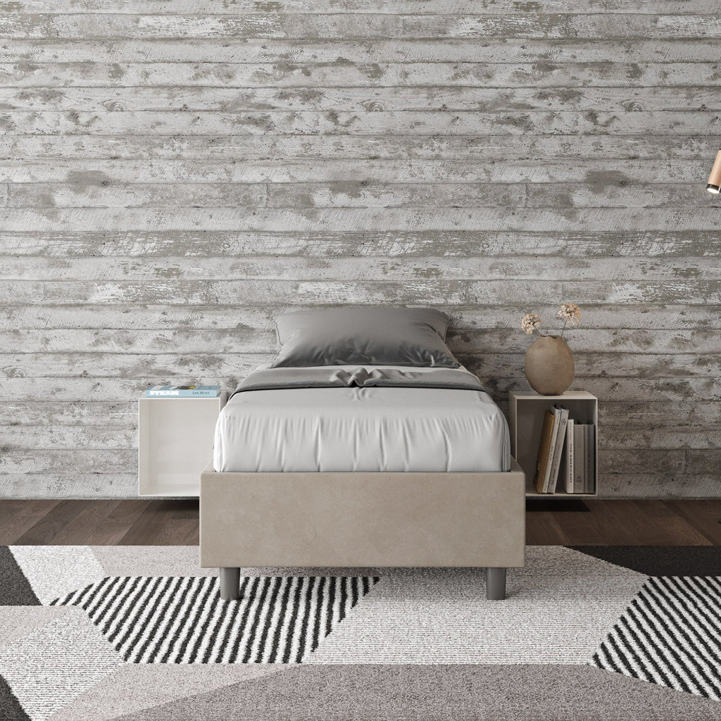 Letto singolo 80x200 imbottito senza testiera, con rete o contenitore