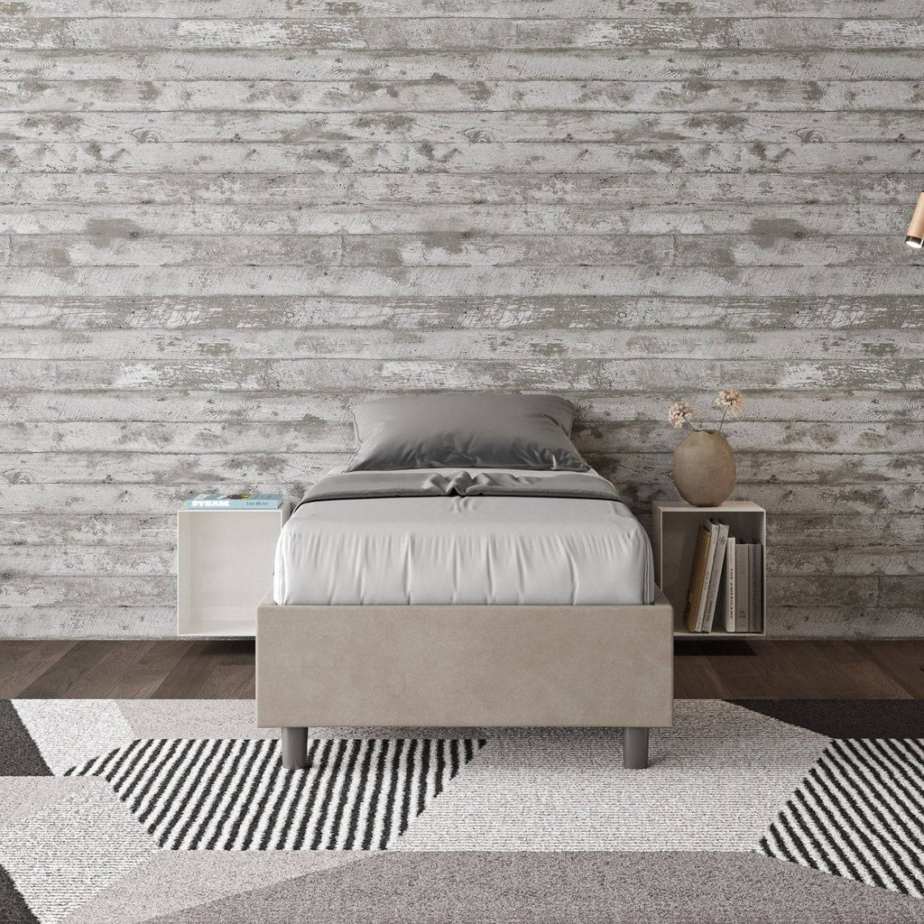 Letto singolo contenitore imbottito 90x200 microfibra Azelia