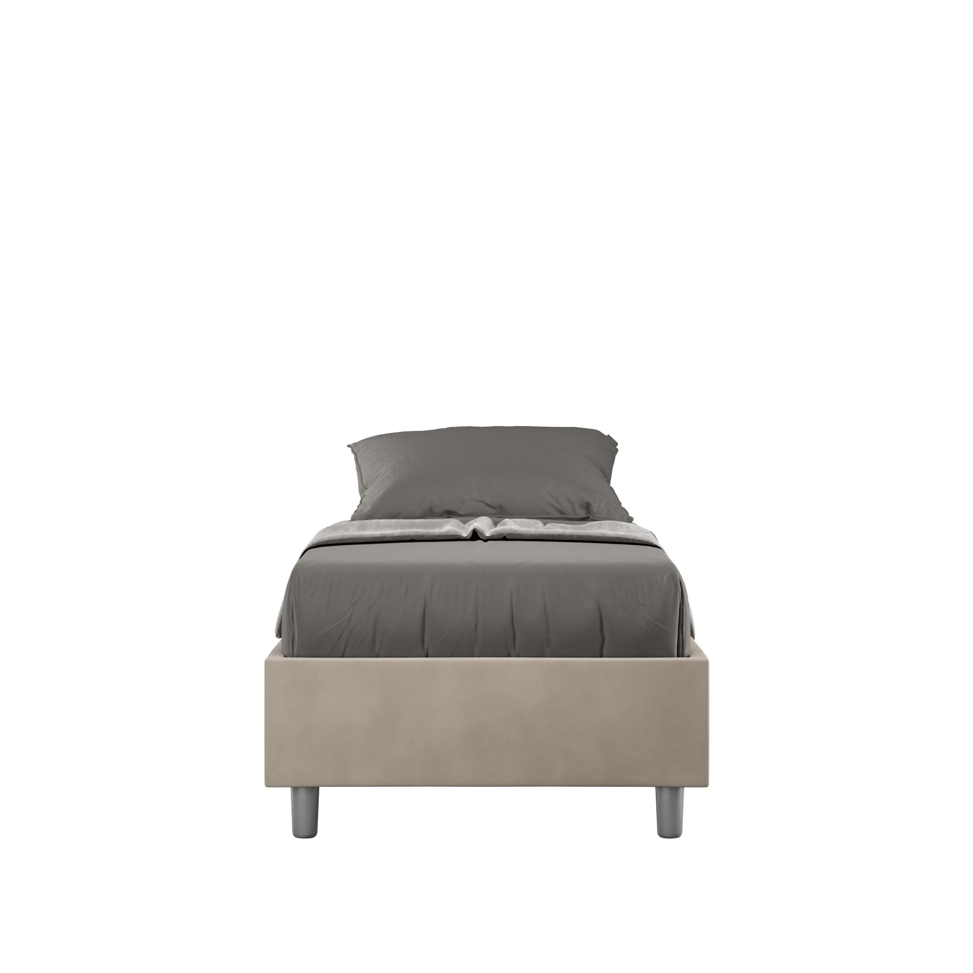 Letto singolo imbottito 90x190 microfibra Azelia con e senza rete e contenitore