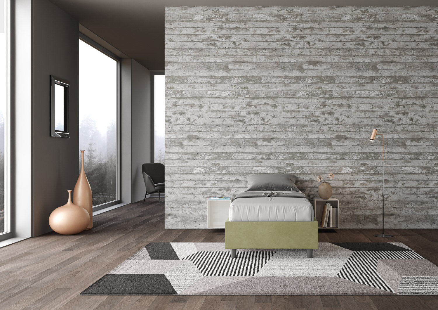Letto singolo 80x200 imbottito senza testiera, con rete o contenitore