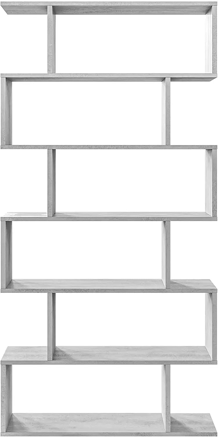 libreria Fores grigia alta in melamina 80x25x192 cm con ripiani regolabili