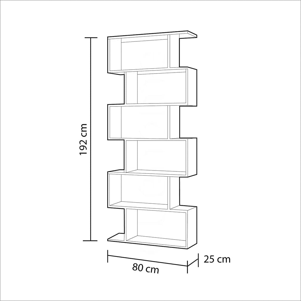 libreria Fores grigia alta in melamina 80x25x192 cm con ripiani regolabili