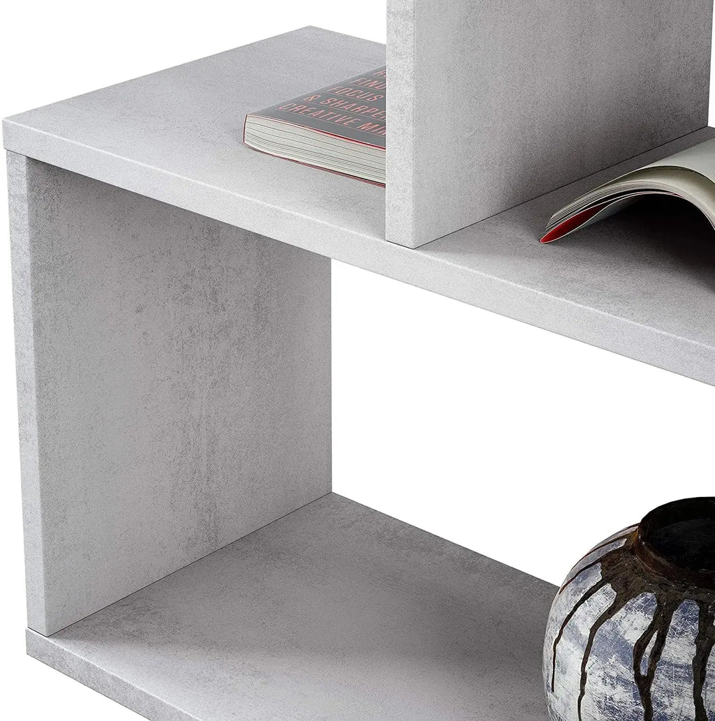 libreria Fores grigia alta in melamina 80x25x192 cm con ripiani regolabili
