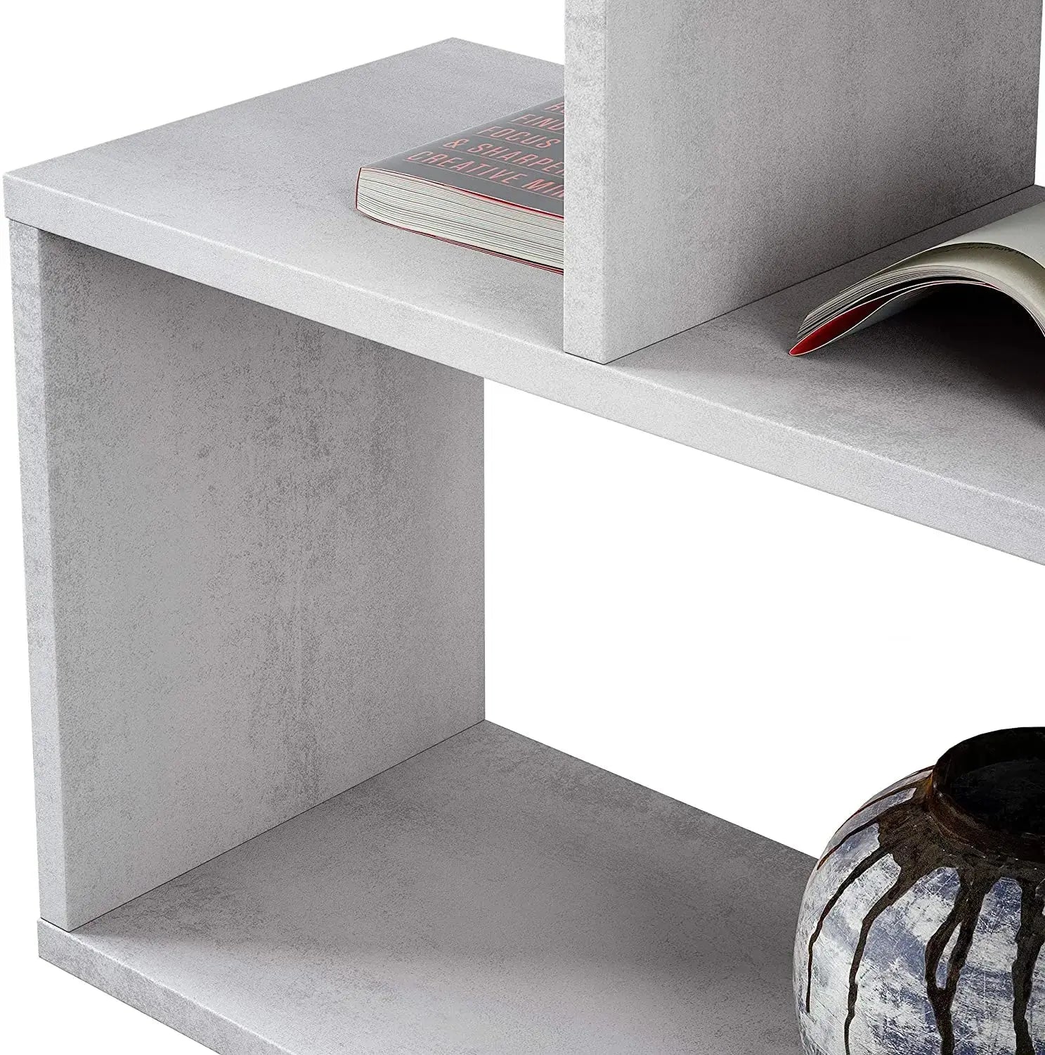 libreria Fores grigia alta in melamina 80x25x192 cm con ripiani regolabili