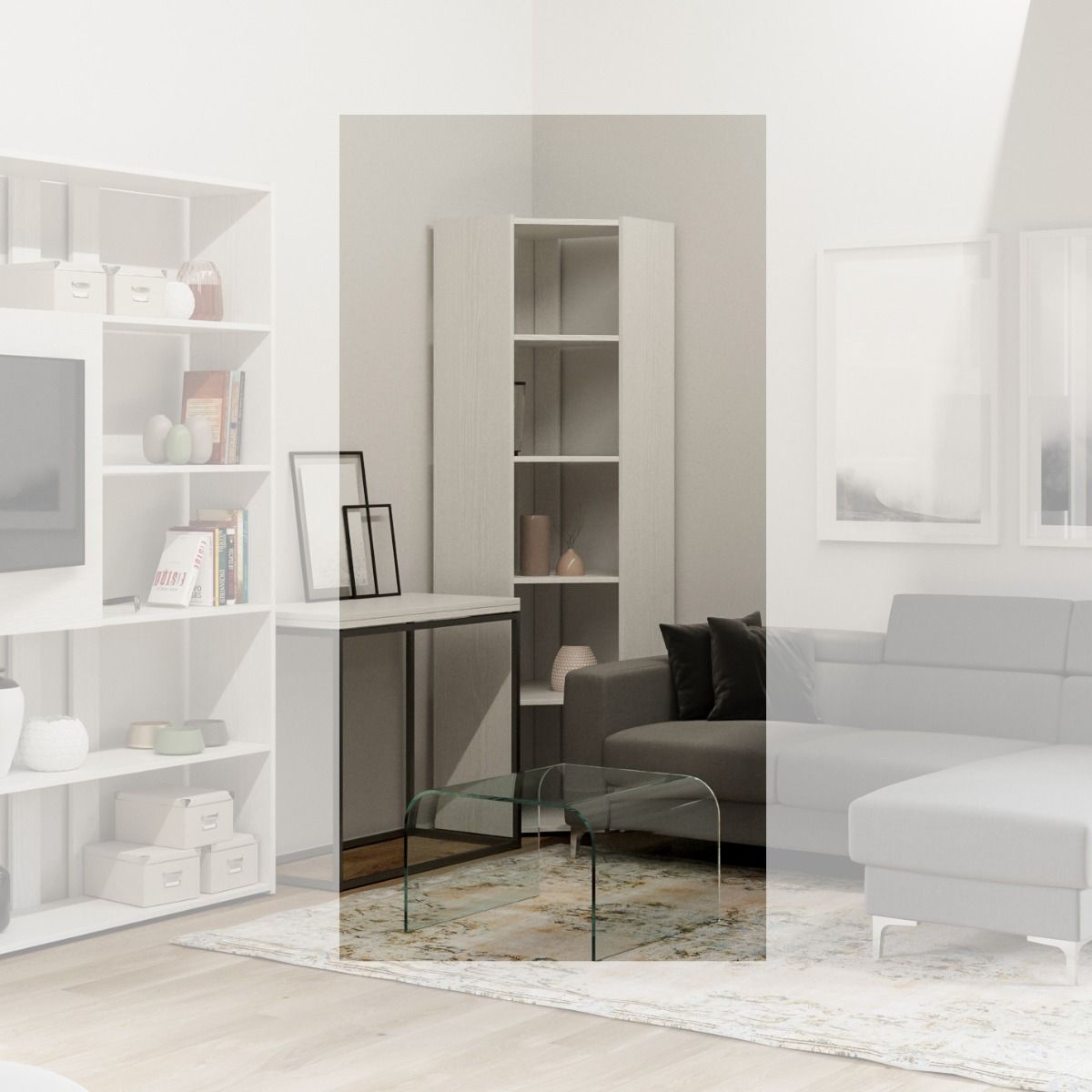 Librerie Angolari Kato A e B: Design Elegante e Funzionale 60.3x204x60.3 cm