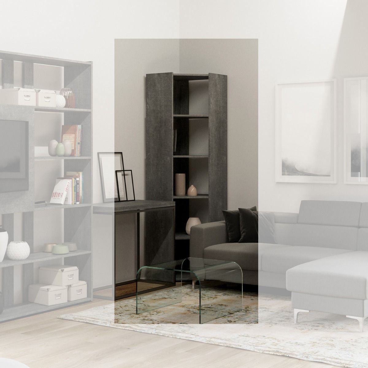Librerie Angolari Kato A e B: Design Elegante e Funzionale 60.3x204x60.3 cm