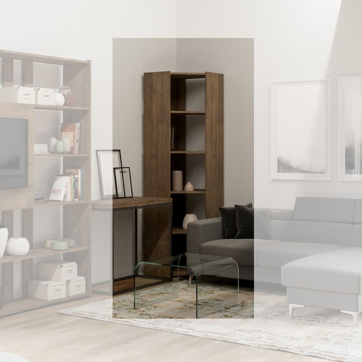 Librerie Angolari Kato A e B: Design Elegante e Funzionale 60.3x204x60.3 cm