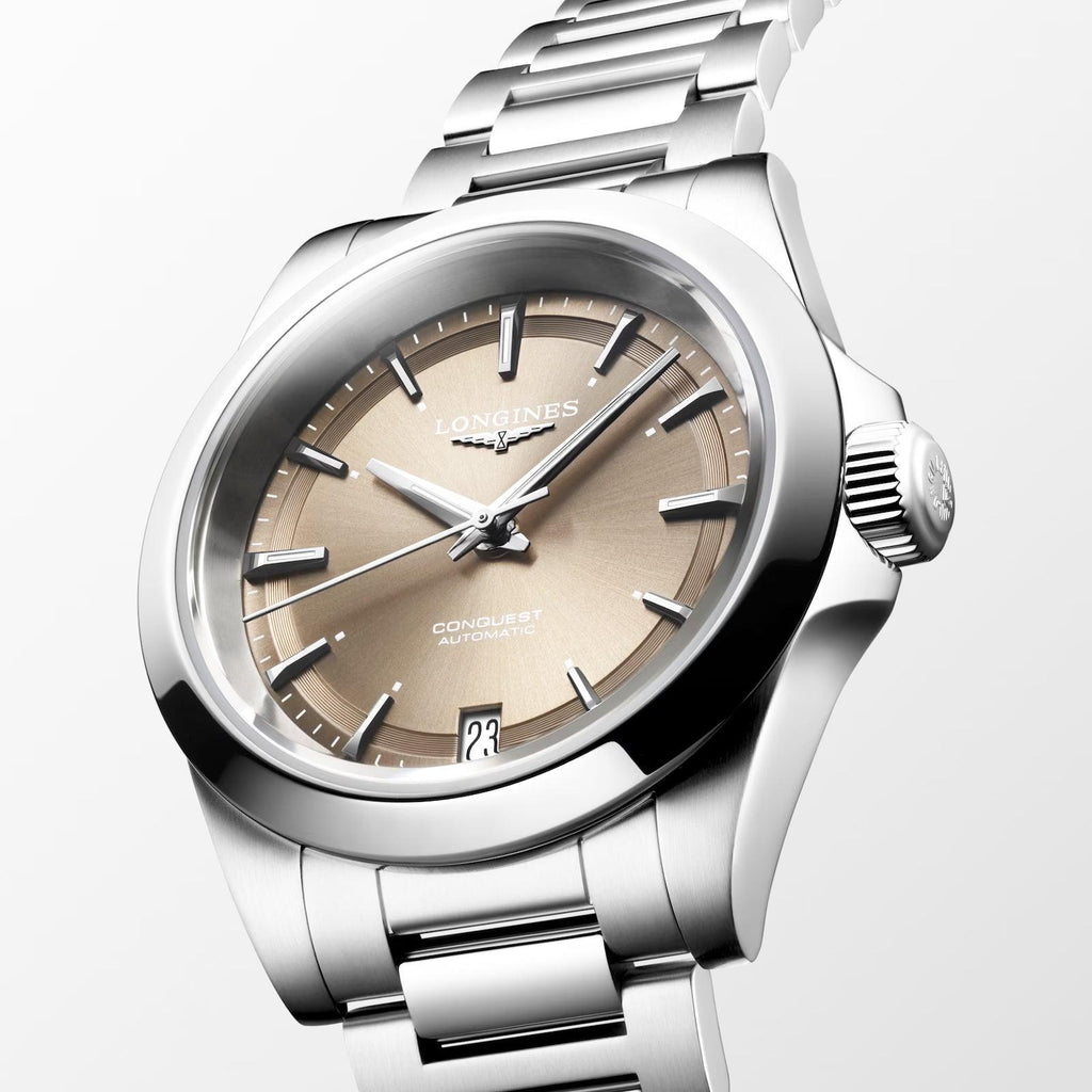 Longines orologio Conquest 2023 34mm marrone automatico acciaio L3.430.4.62.6
