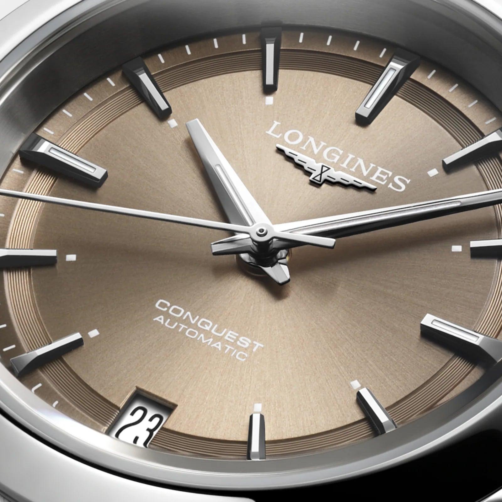 Longines orologio Conquest 2023 34mm marrone automatico acciaio L3.430.4.62.6