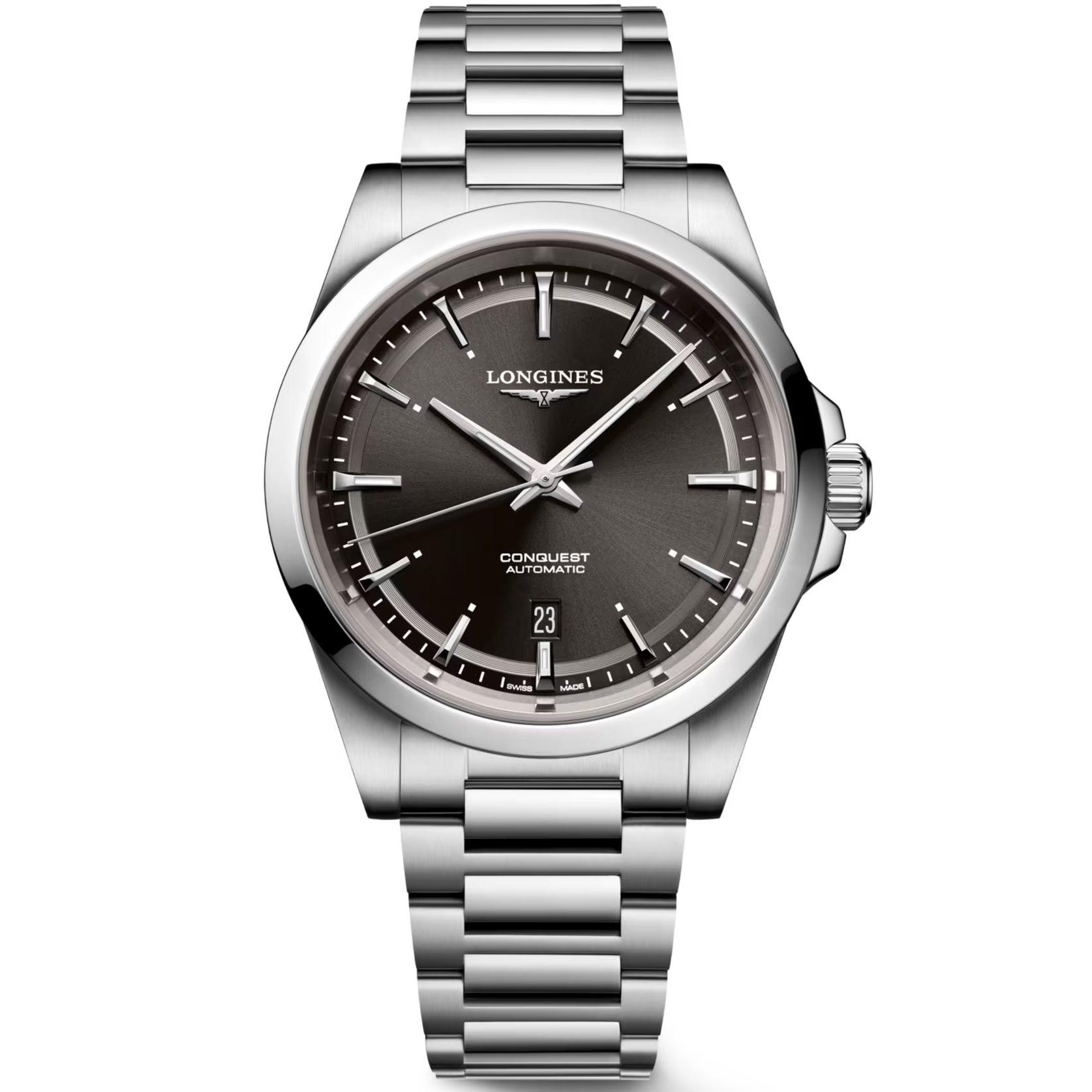 Longines orologio Conquest 2023 41mm nero acciaio automatico L3.830.4.52.6