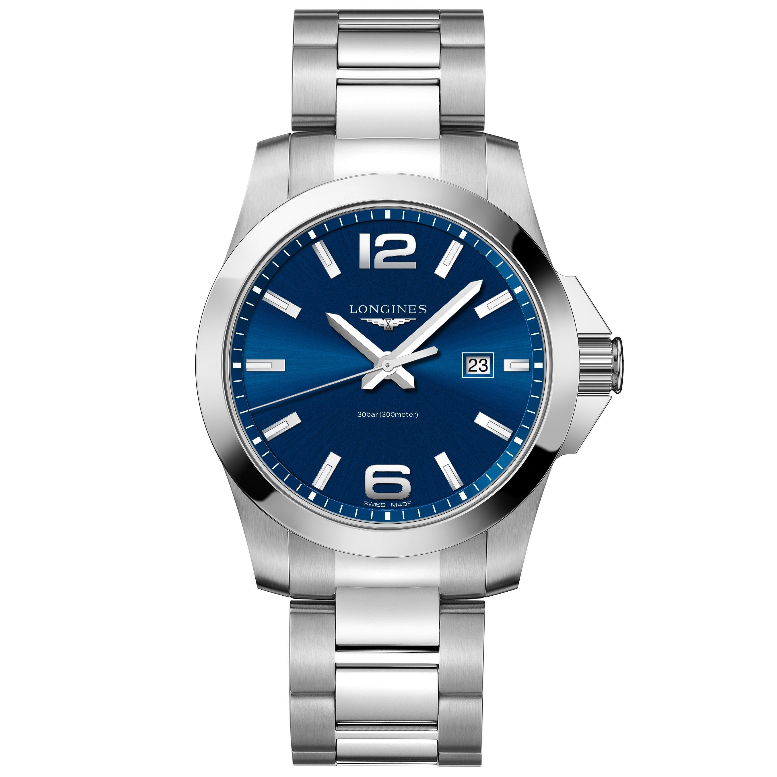 Longines orologio Conquest 43mm blu acciaio quarzo L3.760.4.96.6