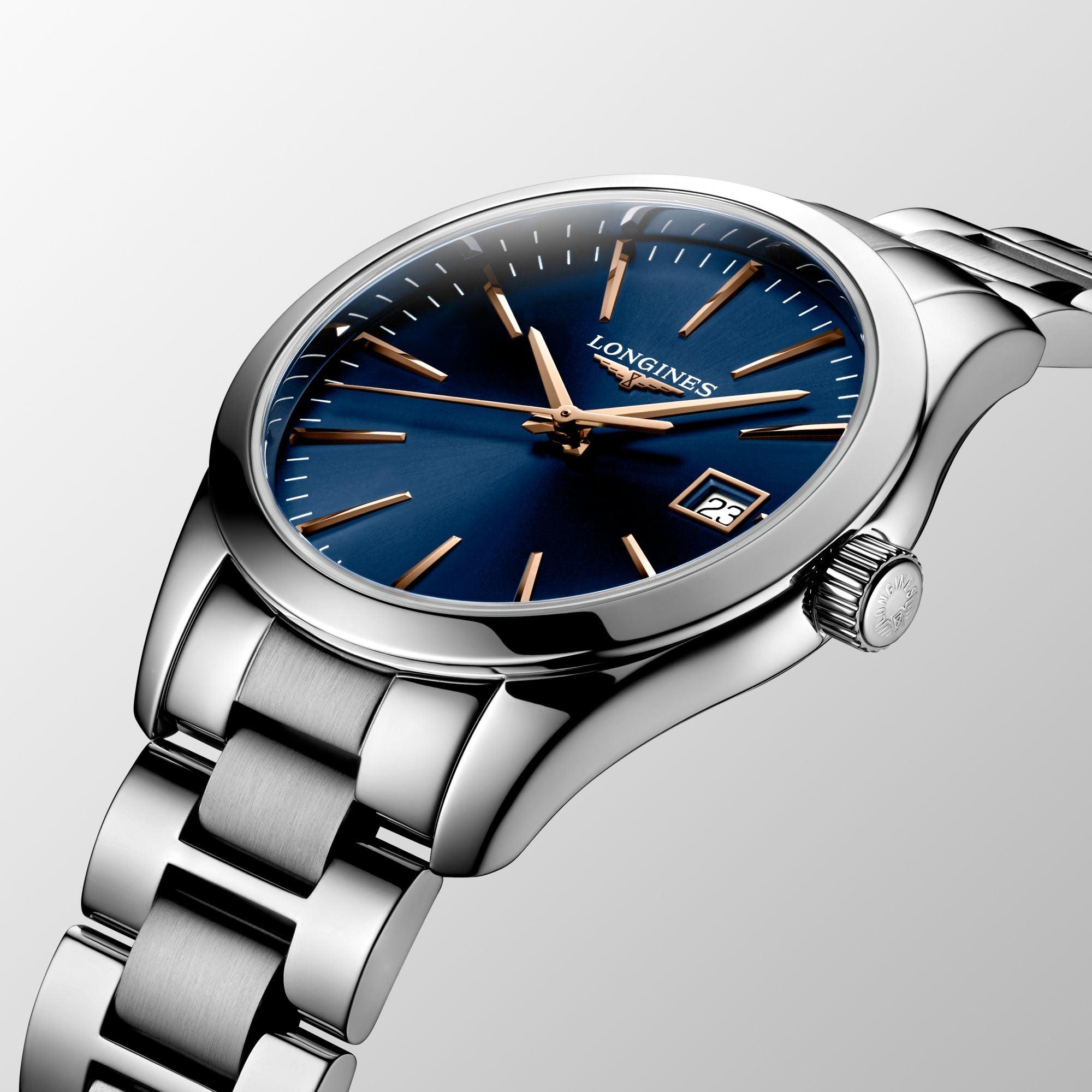 Longines orologio Conquest Classic 34mm blu quarzo acciaio L2.386.4.92.6