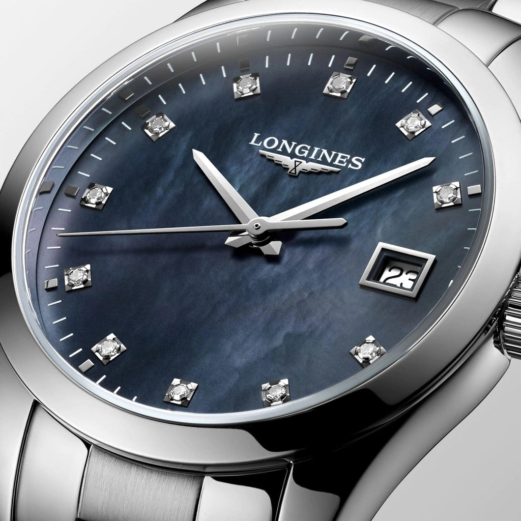 Longines orologio Conquest Classic 34mm madreperla nera acciaio quarzo L2.386.4.88.6