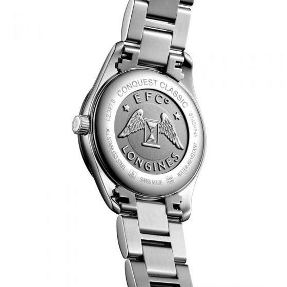 Longines orologio Conquest Classic 36mm madreperla diamanti quarzo acciaio L2.387.0.87.6