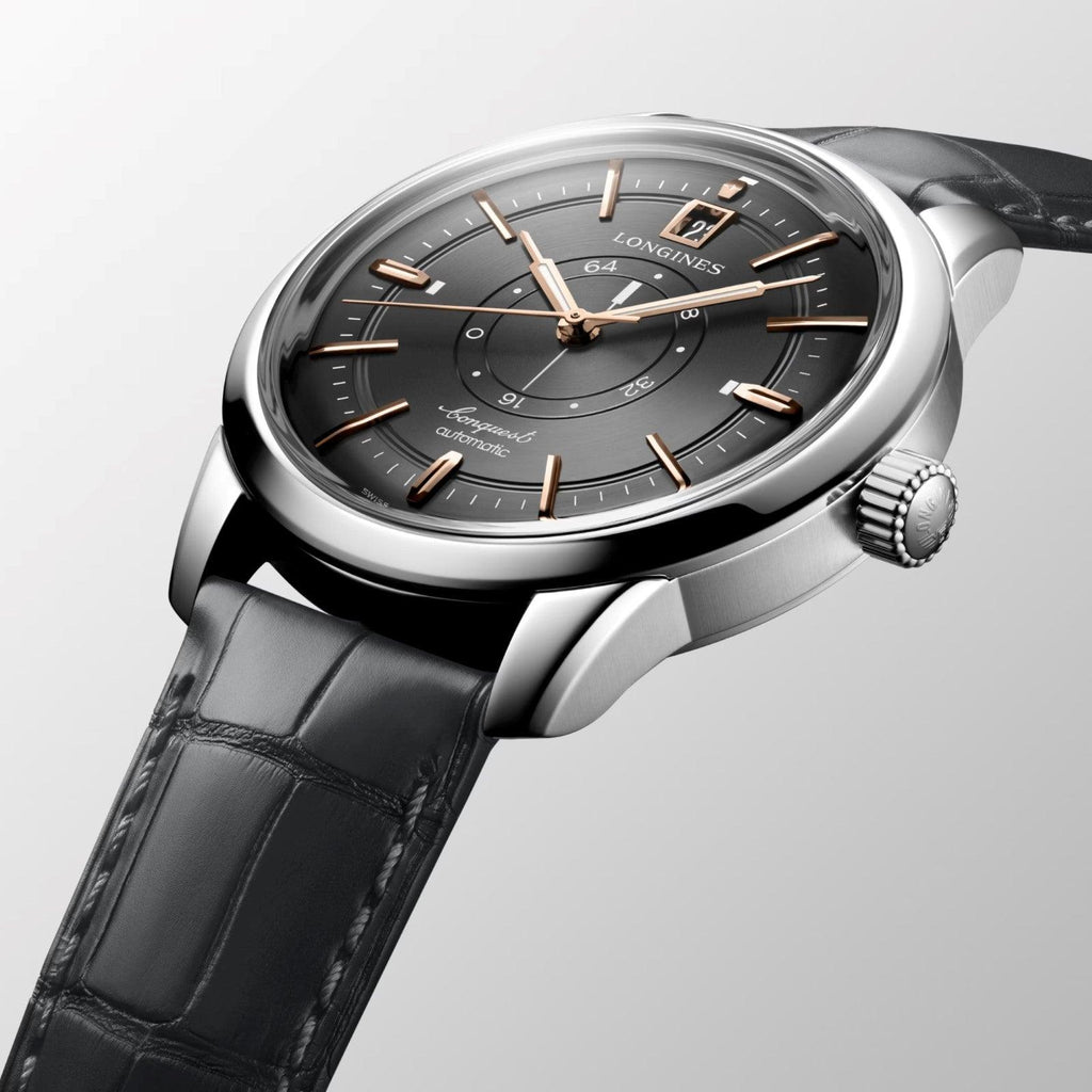 Longines orologio Conquest Heritage Central Power Reserve 38mm antracite automatico acciaio L1.648.4.62.2