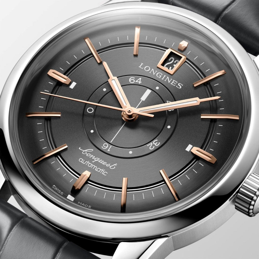 Longines orologio Conquest Heritage Central Power Reserve 38mm antracite automatico acciaio L1.648.4.62.2