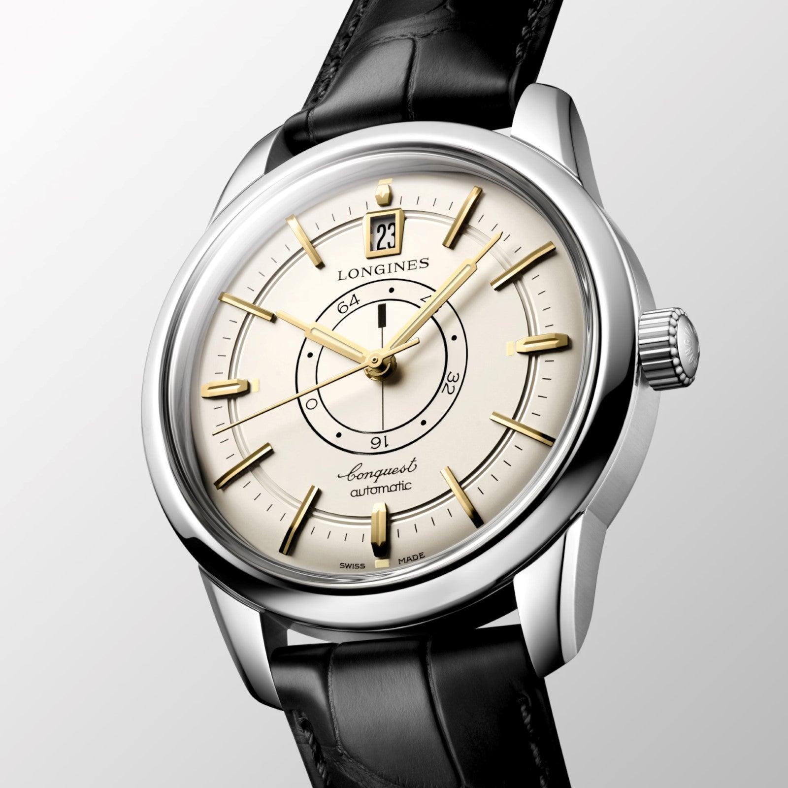 Longines orologio Conquest Heritage Central Power Reserve 38mm champagne automatico acciaio L1.648.4.78.2